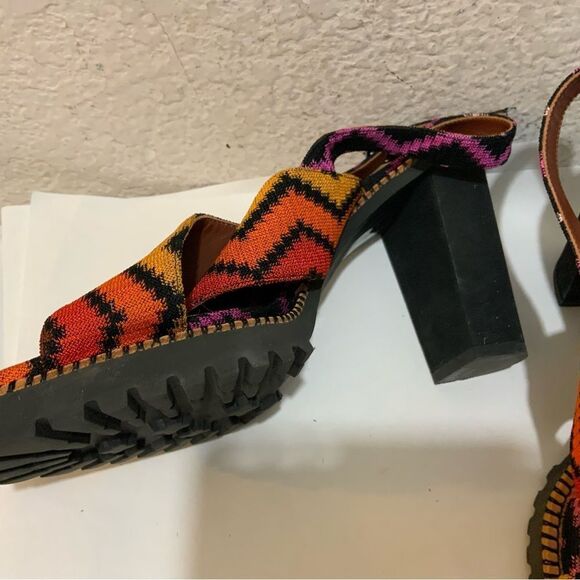 Missoni Multicolor Fabric Zig Zag Ankle Strap Sandals Size 40/ 9.5 Italy - Picture 8 of 14